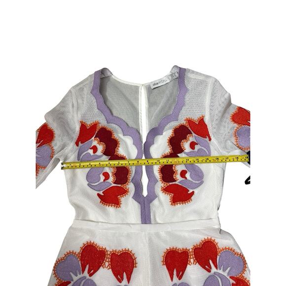 Alice McCall Embroidered Mesh Never Ever Playsuit Romper Size US 8 White Purple - Picture 9 of 10